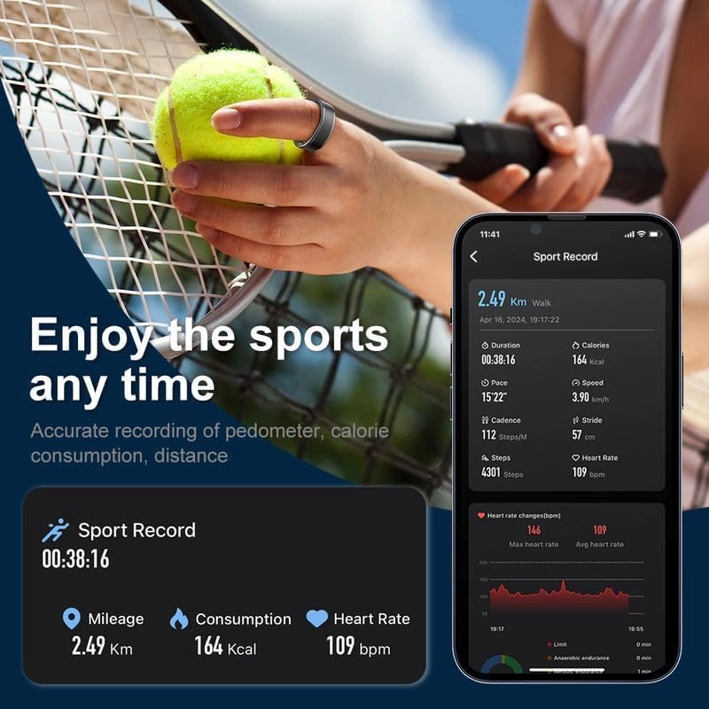 Smart Ring - Heart rate monitor Blood oxygen saturation Sleep Monitoring