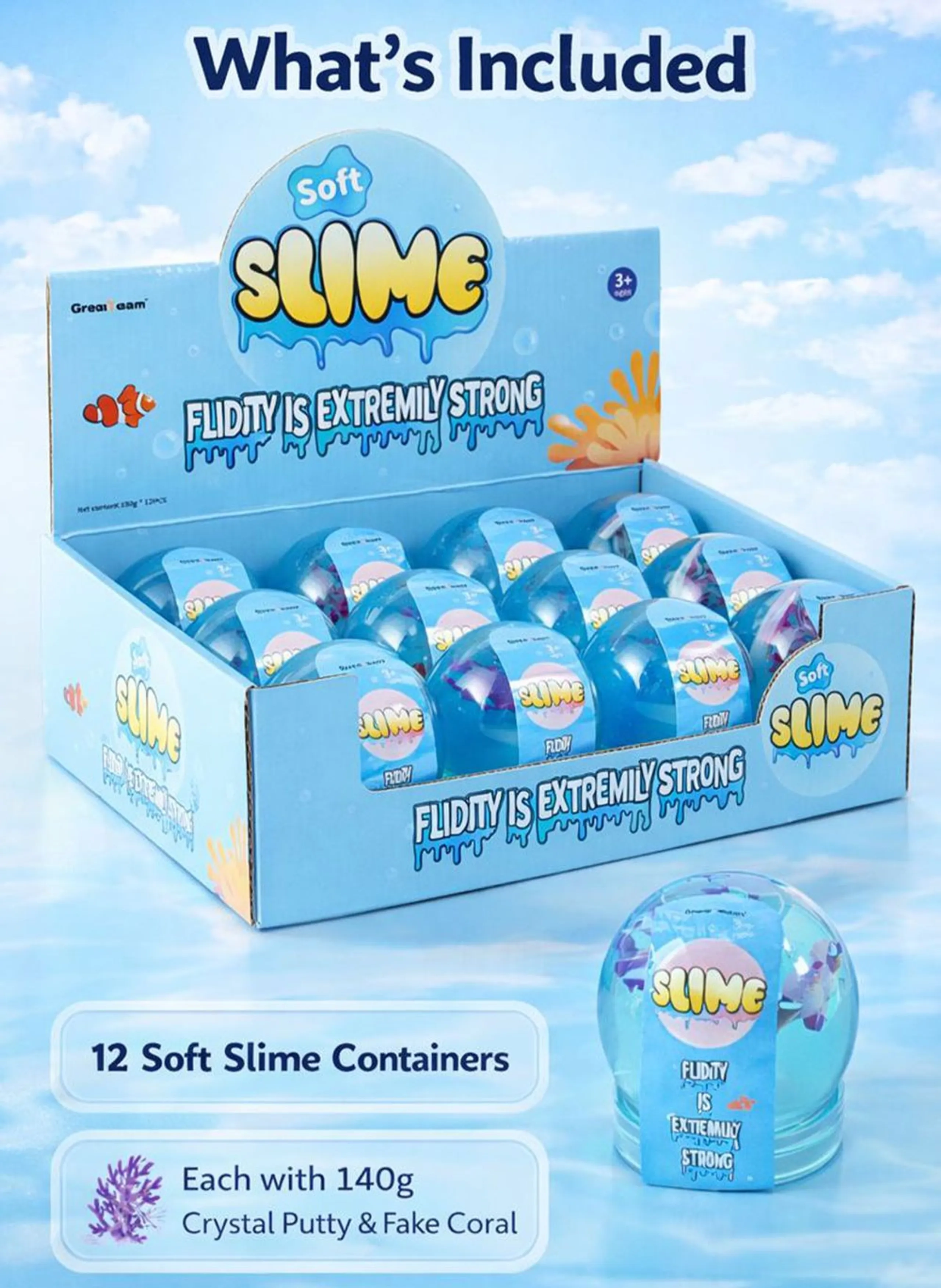 Soft Crystal Slime Putty - 3+ years 12 pcs