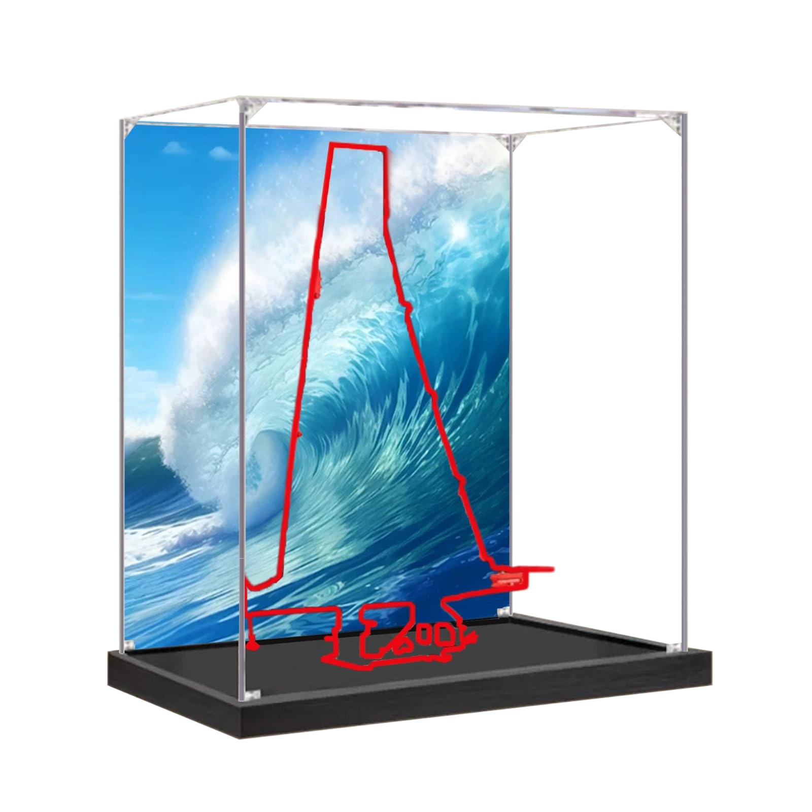Cubeloft Lego 42174 Monohull hydrofoil racing dinghy Display Case - 60 x 35 x 70 cm Dustproof Transparent