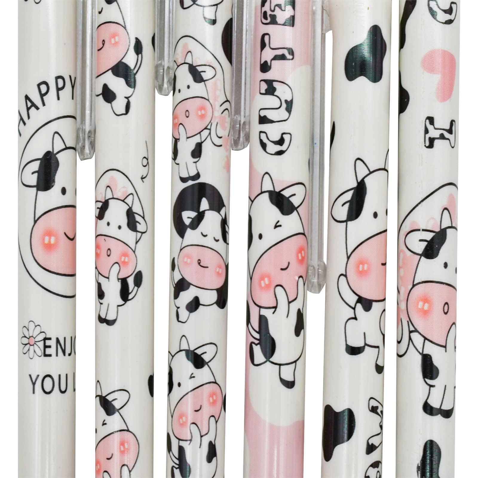 Plush Milk Cow Pom Pom Pen - 4 PCS 0.5 mm