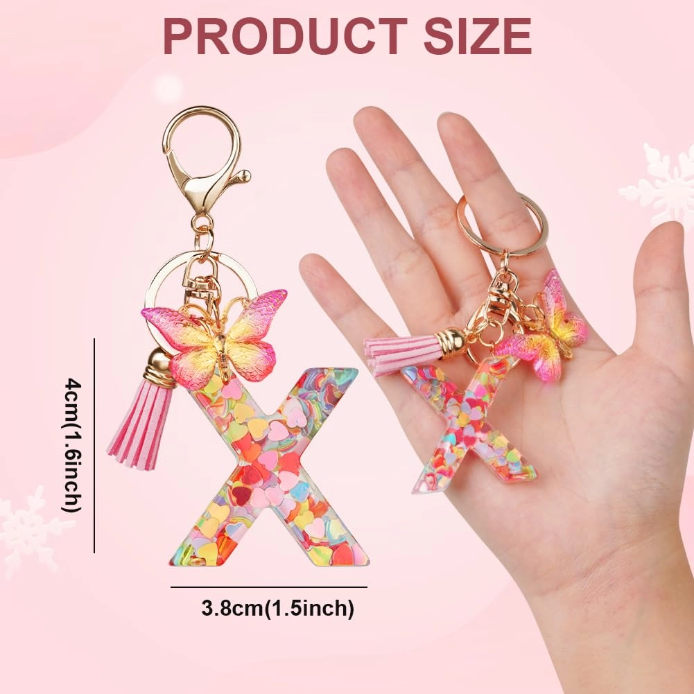 Initial Letter Keychain - Butterfly