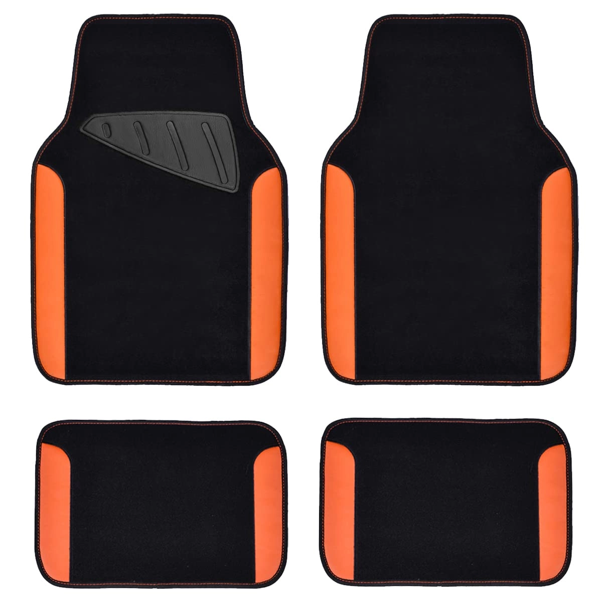 Universal Fit Car Floor Mats - Set of 4pcs Black and Burgundy