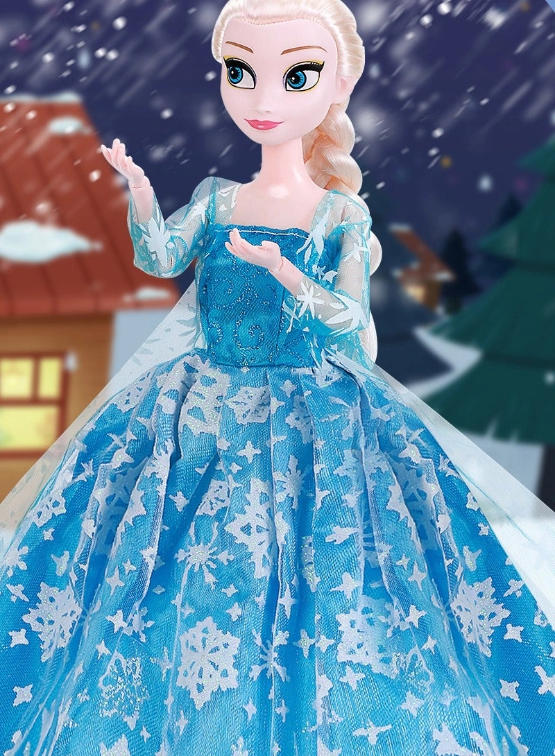 Princess Elsa Doll Gift Set - Blue Plastic for Girls