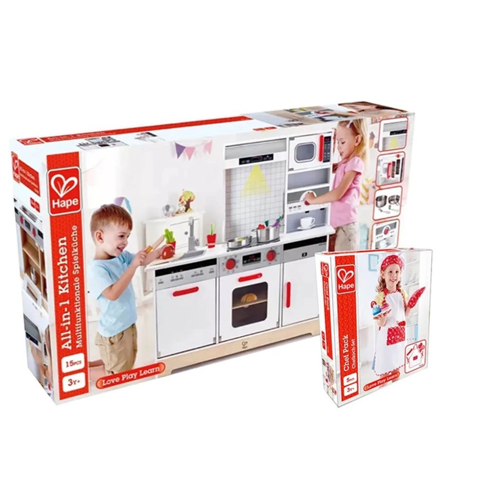 All in 1 Kitchen Playset - 15pcs + Little Chef Apron Set - 5pcs (BNDLE0091)