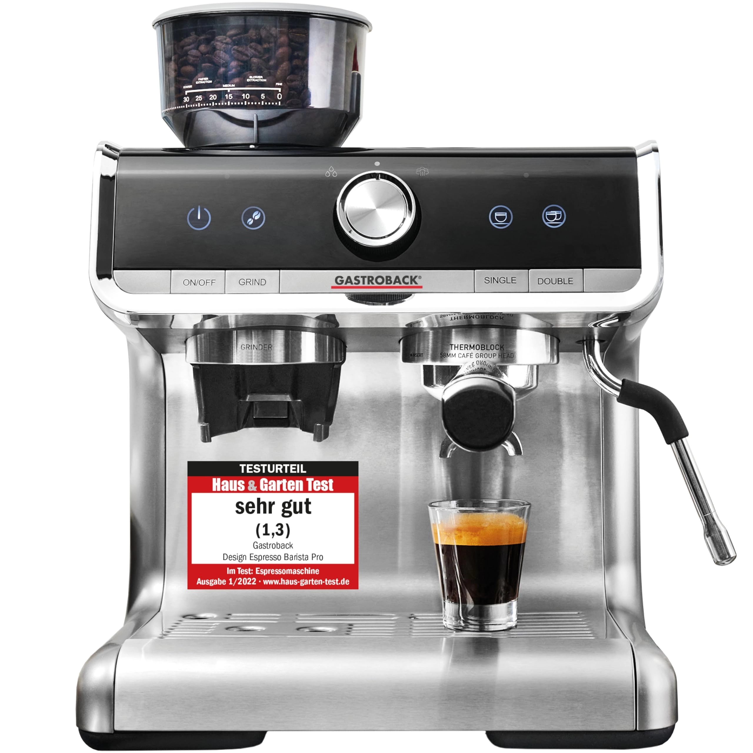 Gastroback Design Barista Pro - integrated conical grinder PID controller