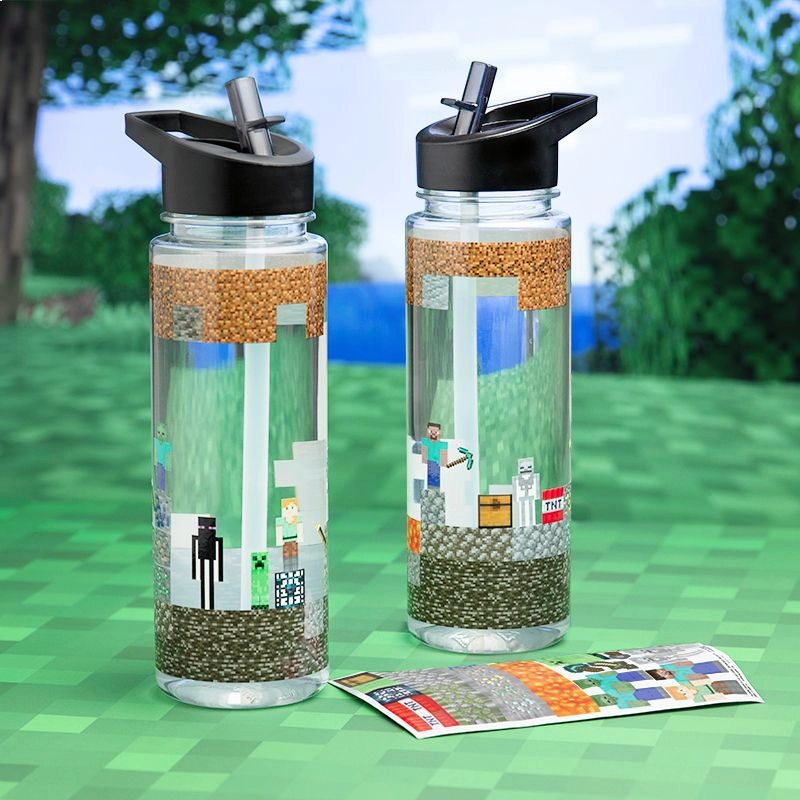 Minecraft Water Bottle - Straw Plastic 650 ml