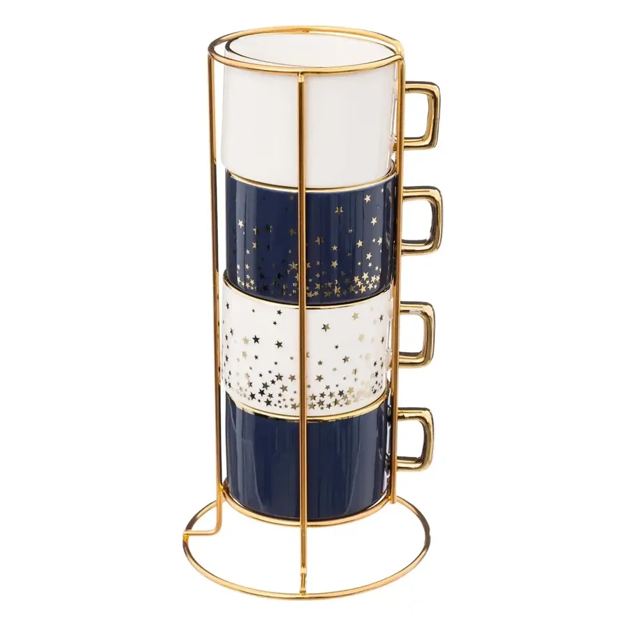 Sagem Stardust Mug Set W/Rack - 4 pcs - 170 ml