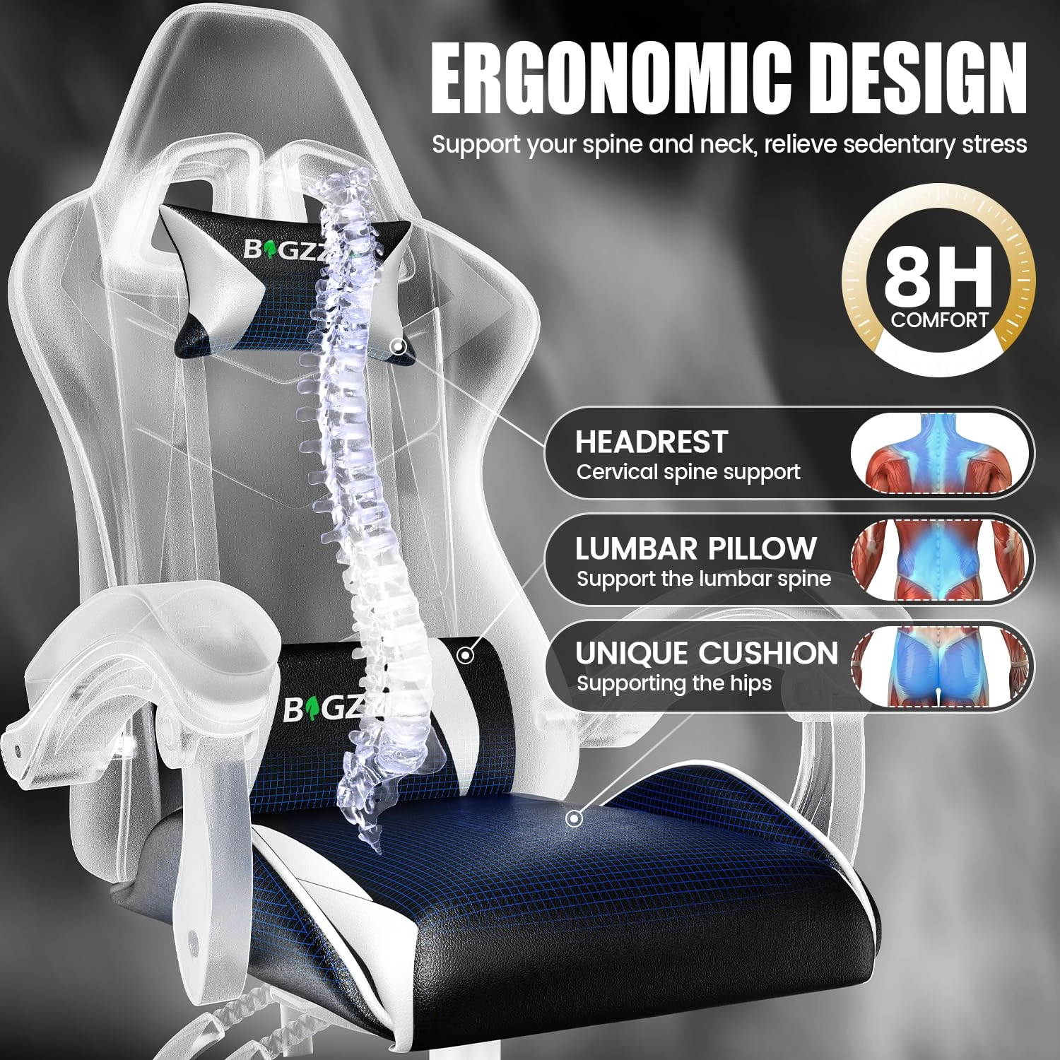A gaming chair - Adjustable Height Reclining Feature