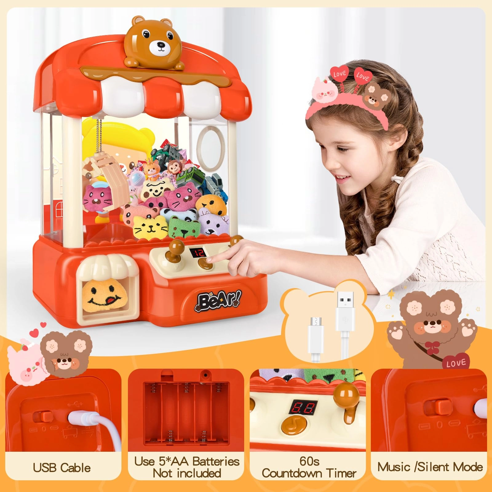 nicknack Large Claw Machine 8880C Party - 4 5 6 7 8 9 Years Old