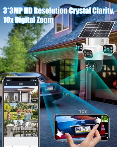Solar 3-Lens Security Camera 2K