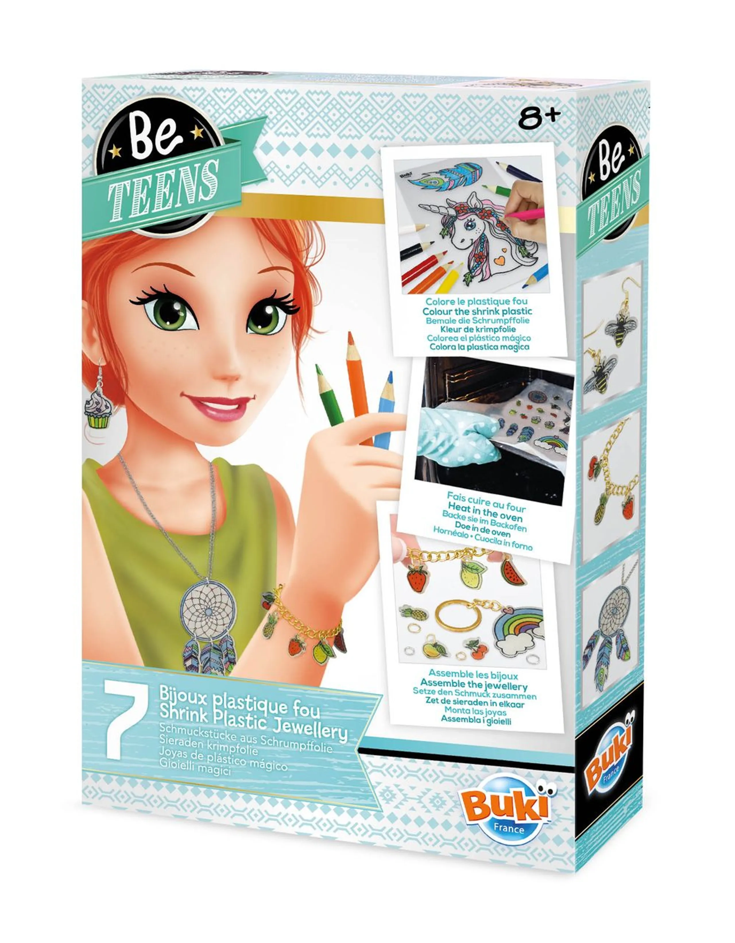 Buki France Shrink Plastic Jewellery Kit - 4 sheets 9 coloured pencils