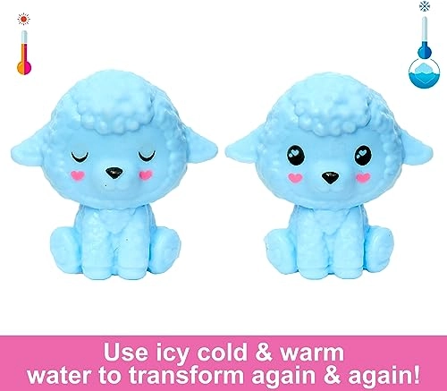 Barbie Cutie Reveal Cozy Cute Tees - Lamb in “Dream” T-shirt Pink-Streaked Blond Hair Blue Eyes Ages 3+