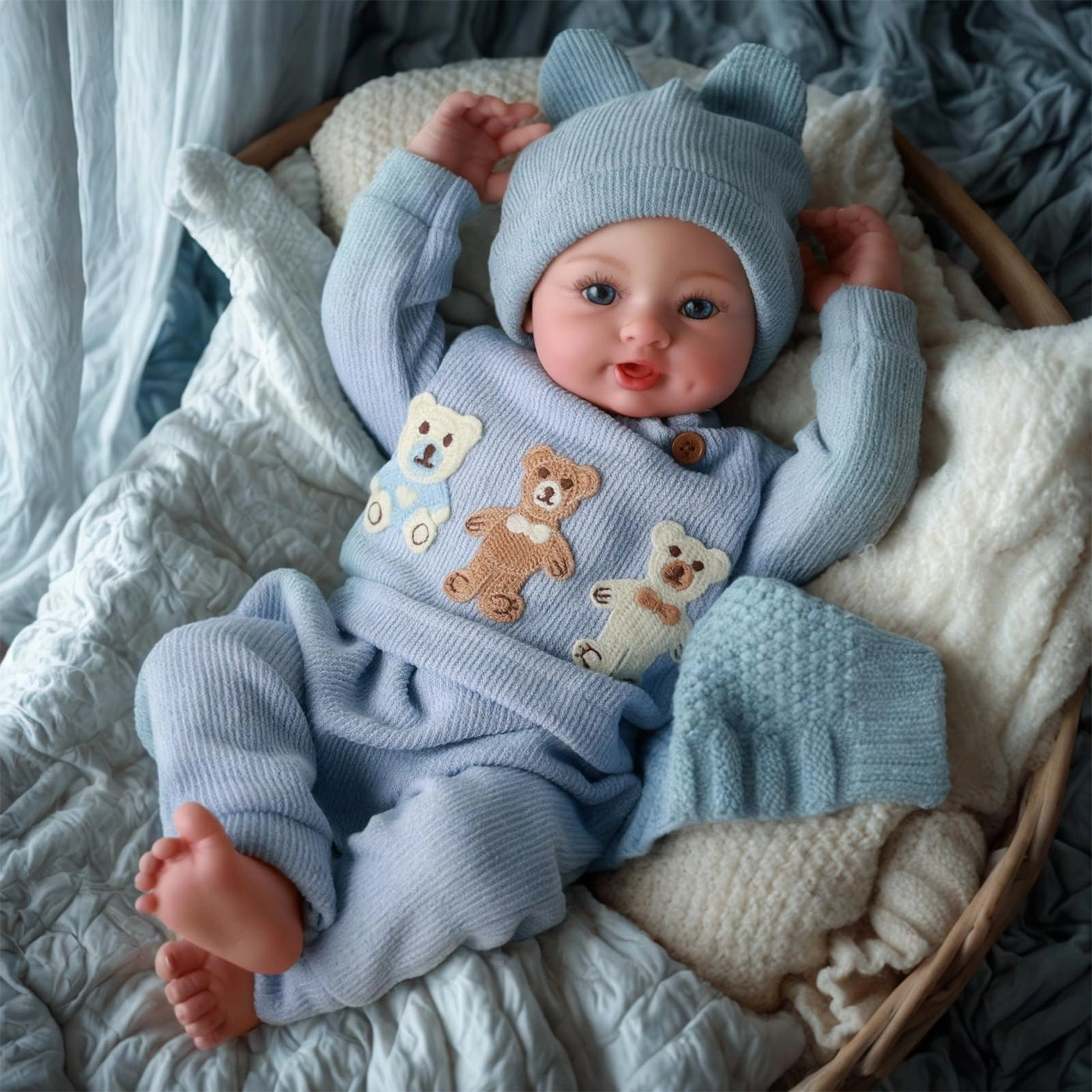 Ailsa Reborn Baby Doll - 17 Inch Cloth Body Blue Eyes Ages 3+