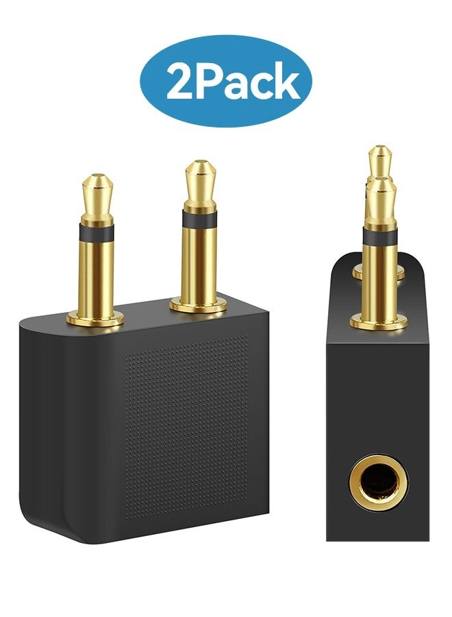 Airline Headphone Audio Jack Adapter - 3.5mm Stereo Dual-prong Pack