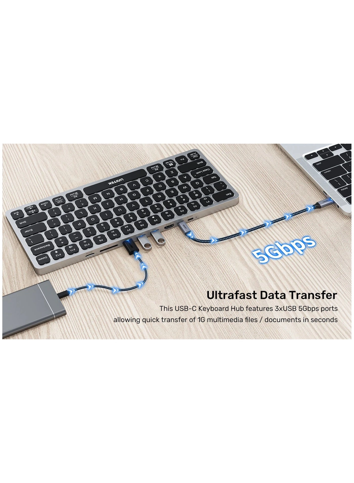 9-in-1 USB-C Hub with Keyboard - USB Type C