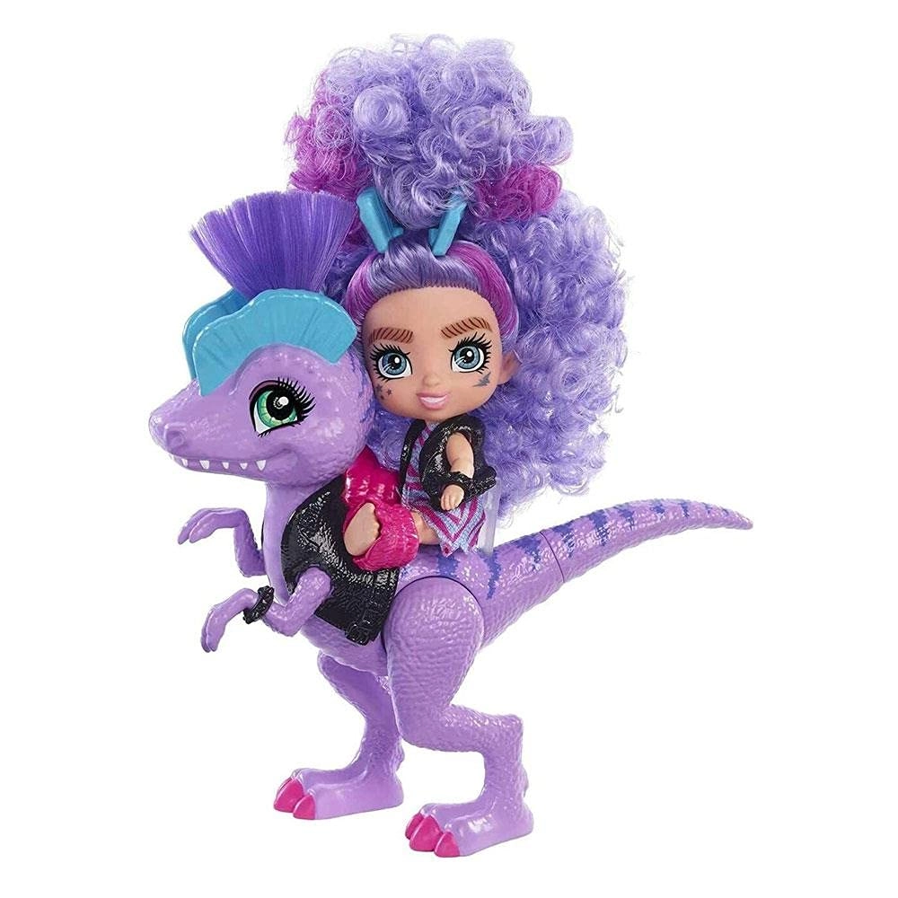 Mattel Rebel Tot Doll - 3.5 Inch Curly Purple Hair Dinosaur