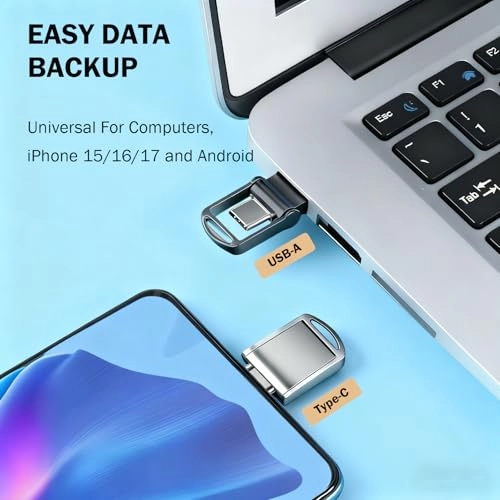 Mini USB Flash Drive - USB C & USB A 16GB Pack
