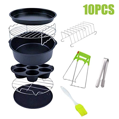 Air Fryer Accessories - Carbon steel, stainless steel, silicone 10pcs/set