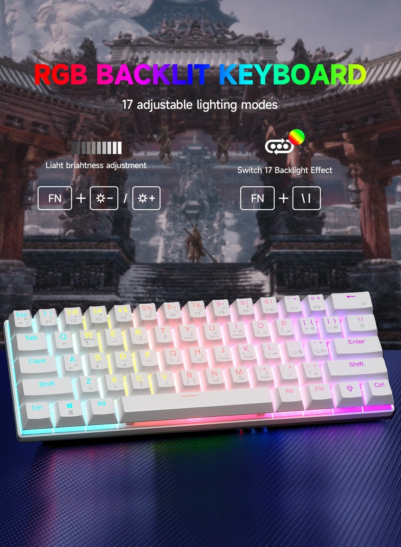 60% Gaming Keyboard + Honeycomb Optical Mouse