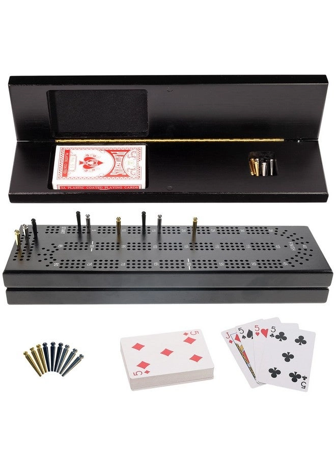 WE Games Cribbage Board - Wooden Black Stained 3 Track