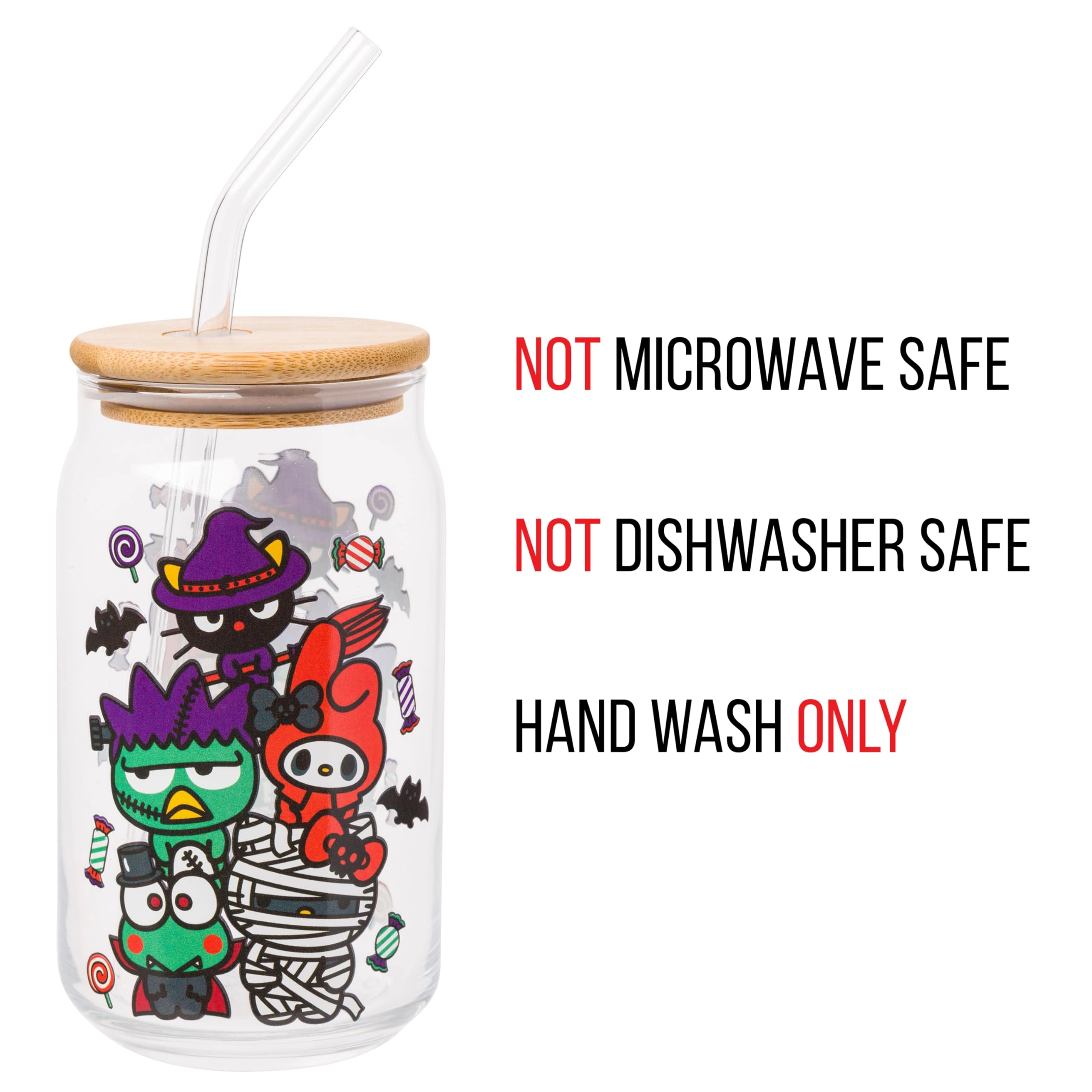 Hello Kitty and Friends Halloween Glass Tumbler - 1 pcs - Bamboo Lid Glass Straw
