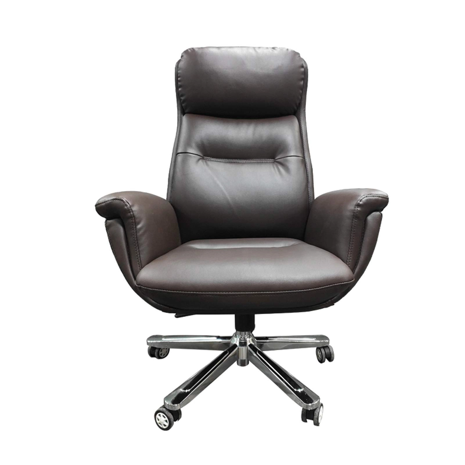Desk Chair - PU Leather Brown High Back