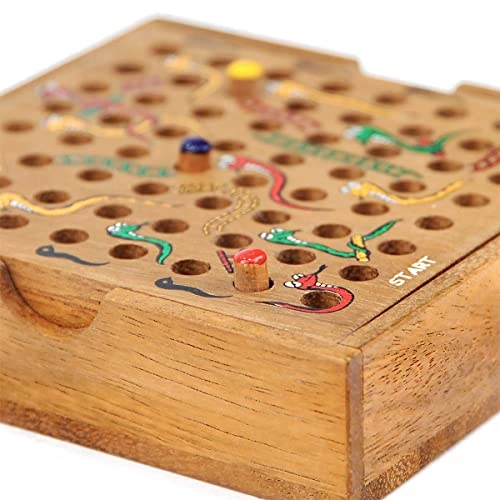 Snakes and Ladders - Wooden Travel Version