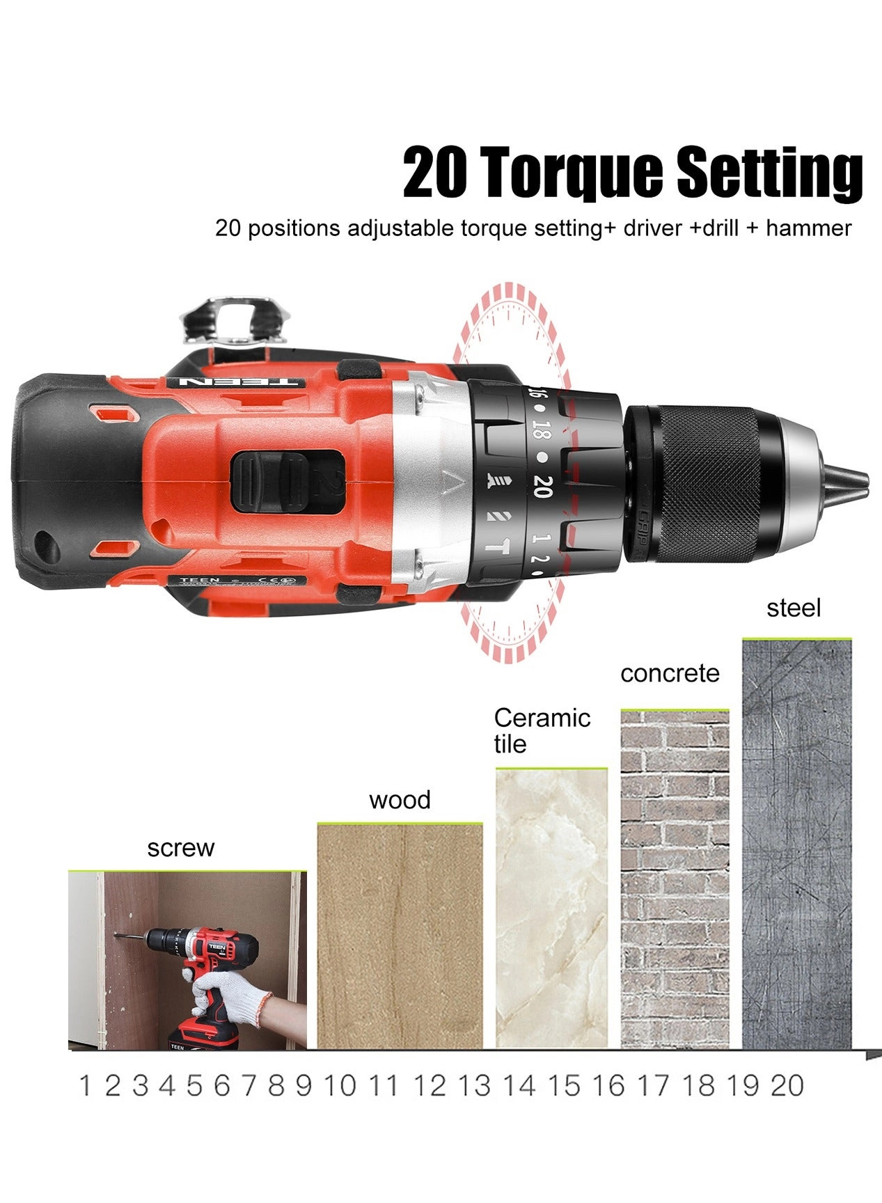 Cordless Drill Set - 2x2.0Ah