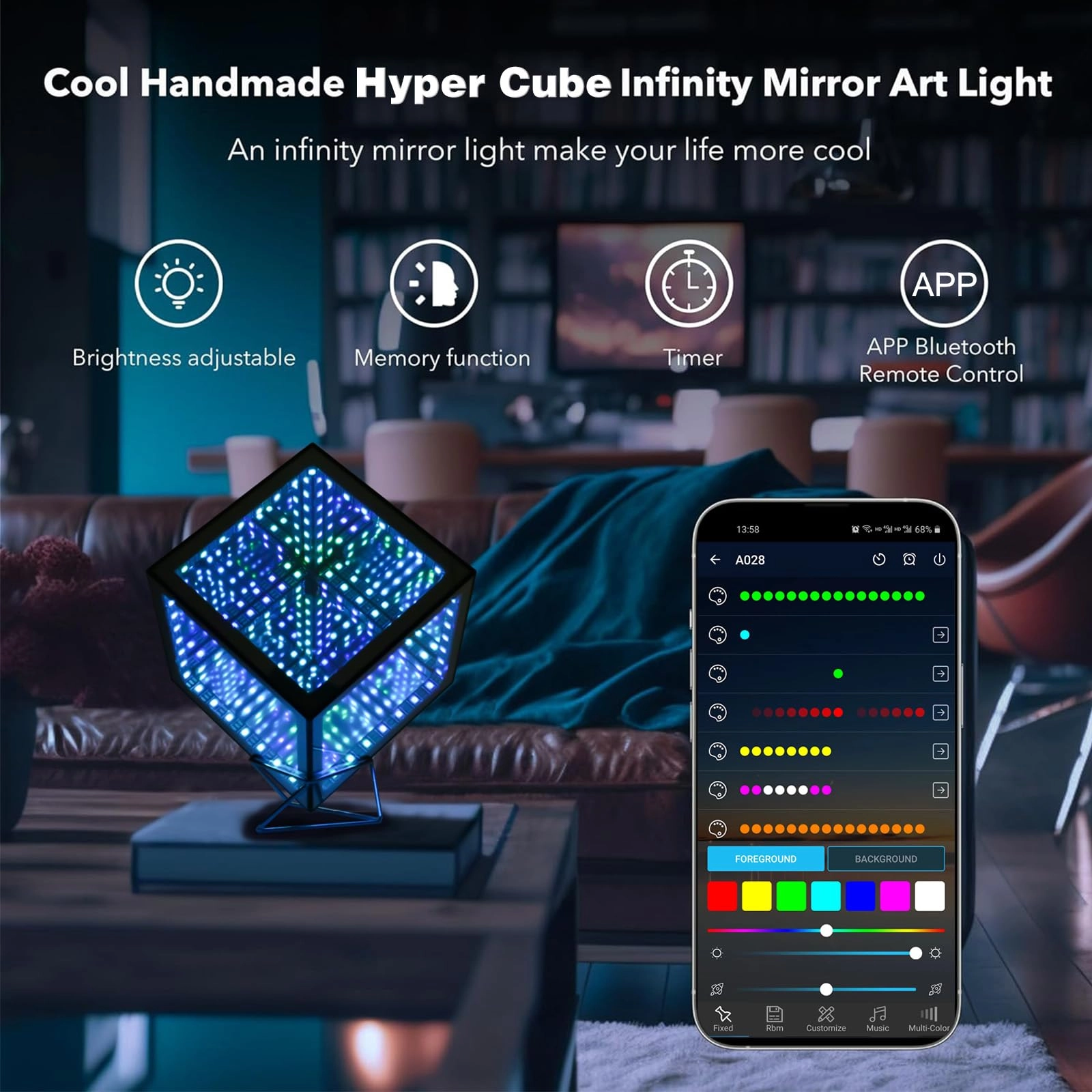 Hyper Cube - LED Table Lamp Color-Changing Music-Sync