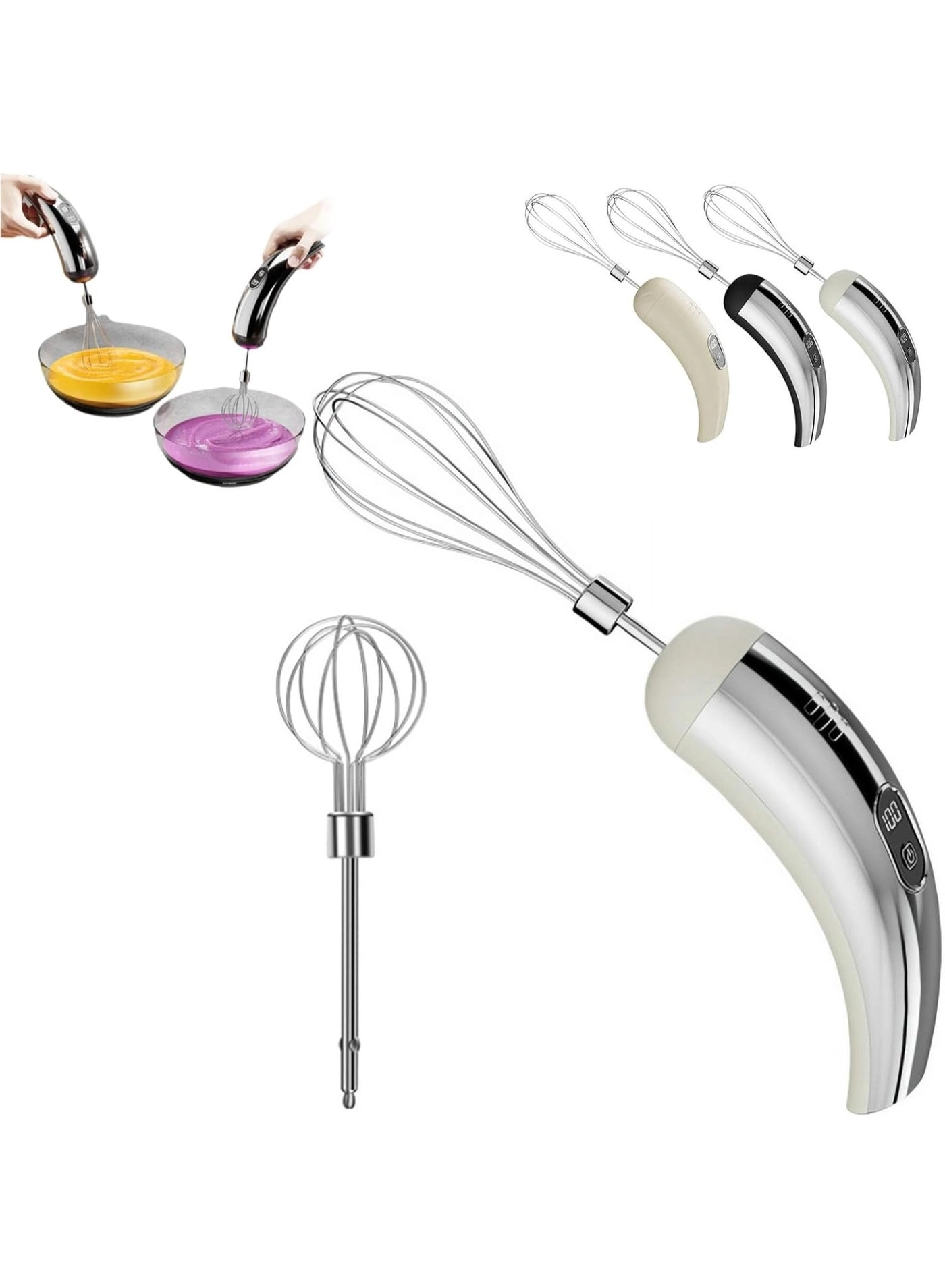 Hand Mixer - Cordless 3-Speed 2 Detachable Beaters