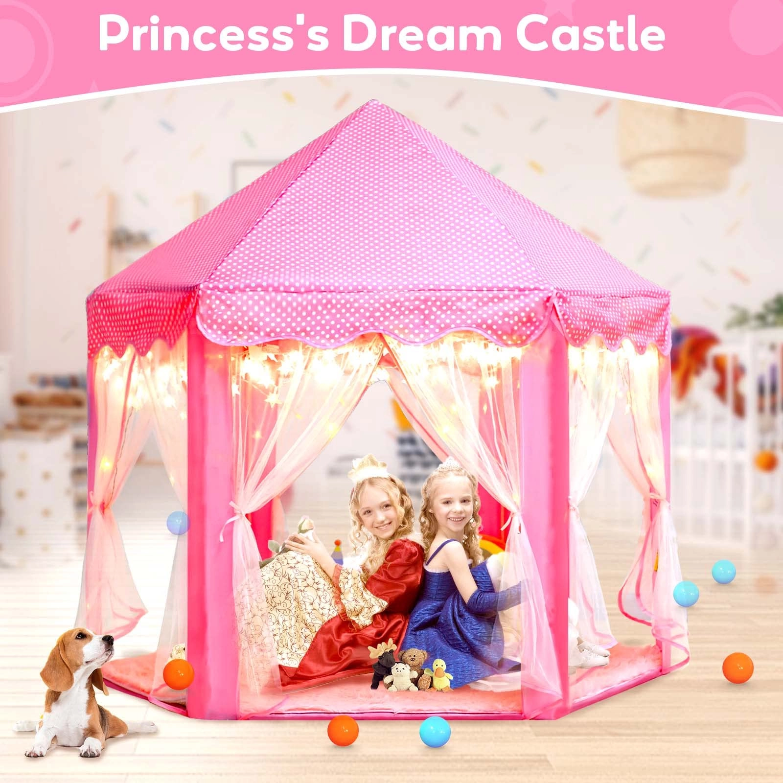 Princess Castle Tent - 52 inches x 48 inches x 52 inches Pink