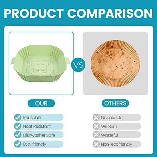 Silicone Air Fryer Liners - 7.8Inches 2 Pcs Silicone Brush