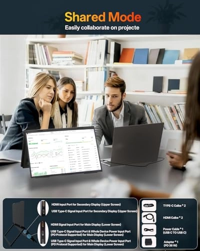 DE140N2 - 14" Dual Stacked Portable Monitor USB-C 30W PD