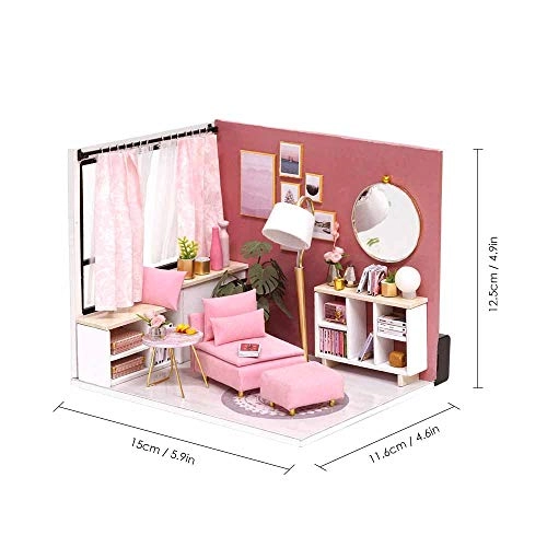 DIY Miniature Dollhouse Kit - 3D Pink LED Lights