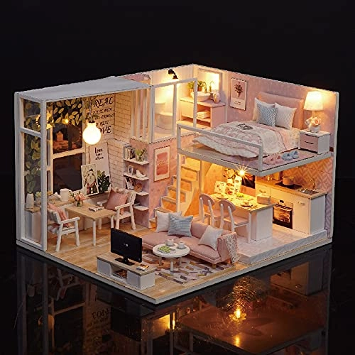Pinellia Time DIY dollhouse kit - Pink with LED light