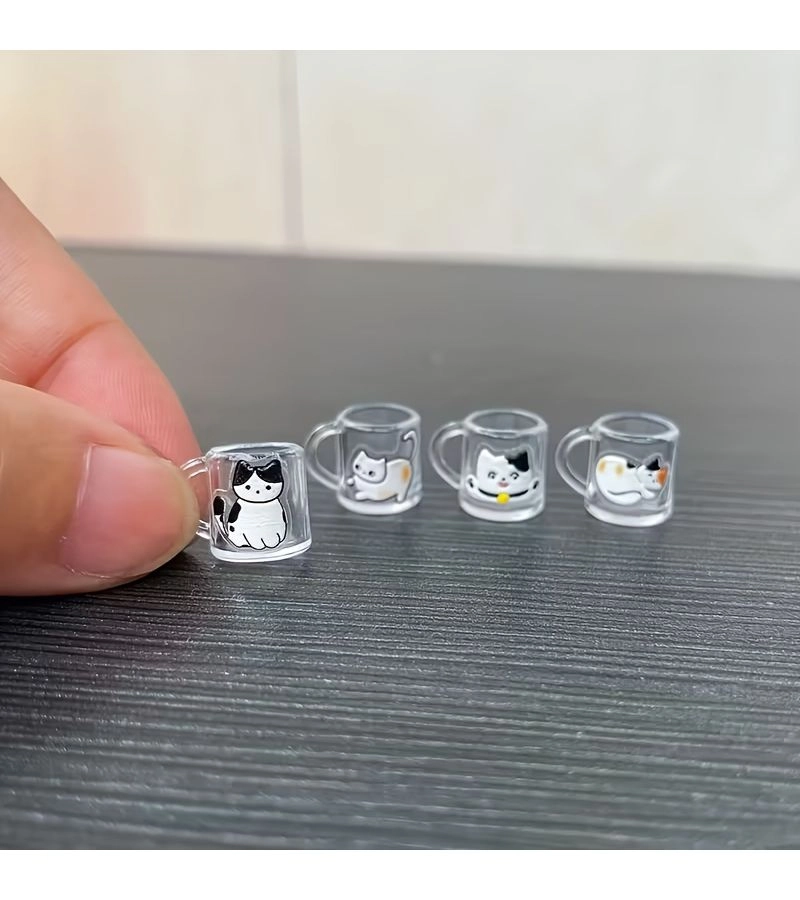 Generic Cute Cat Plastic Mug - 4 pcs