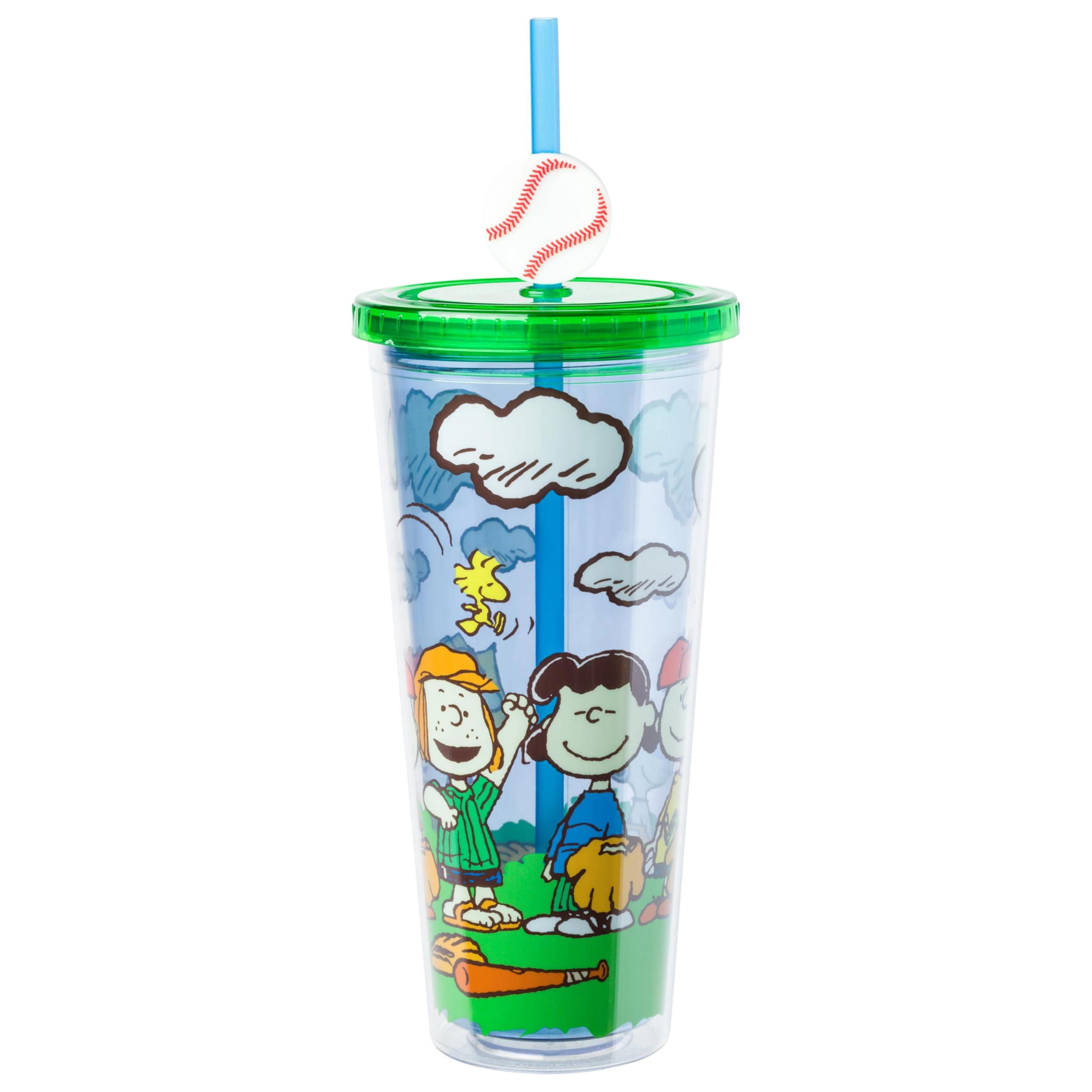 Silver Buffalo Peanuts Playing Baseball Plastic Cold Cup