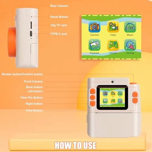 Kids Camera - Instant Print 1080P 32GB