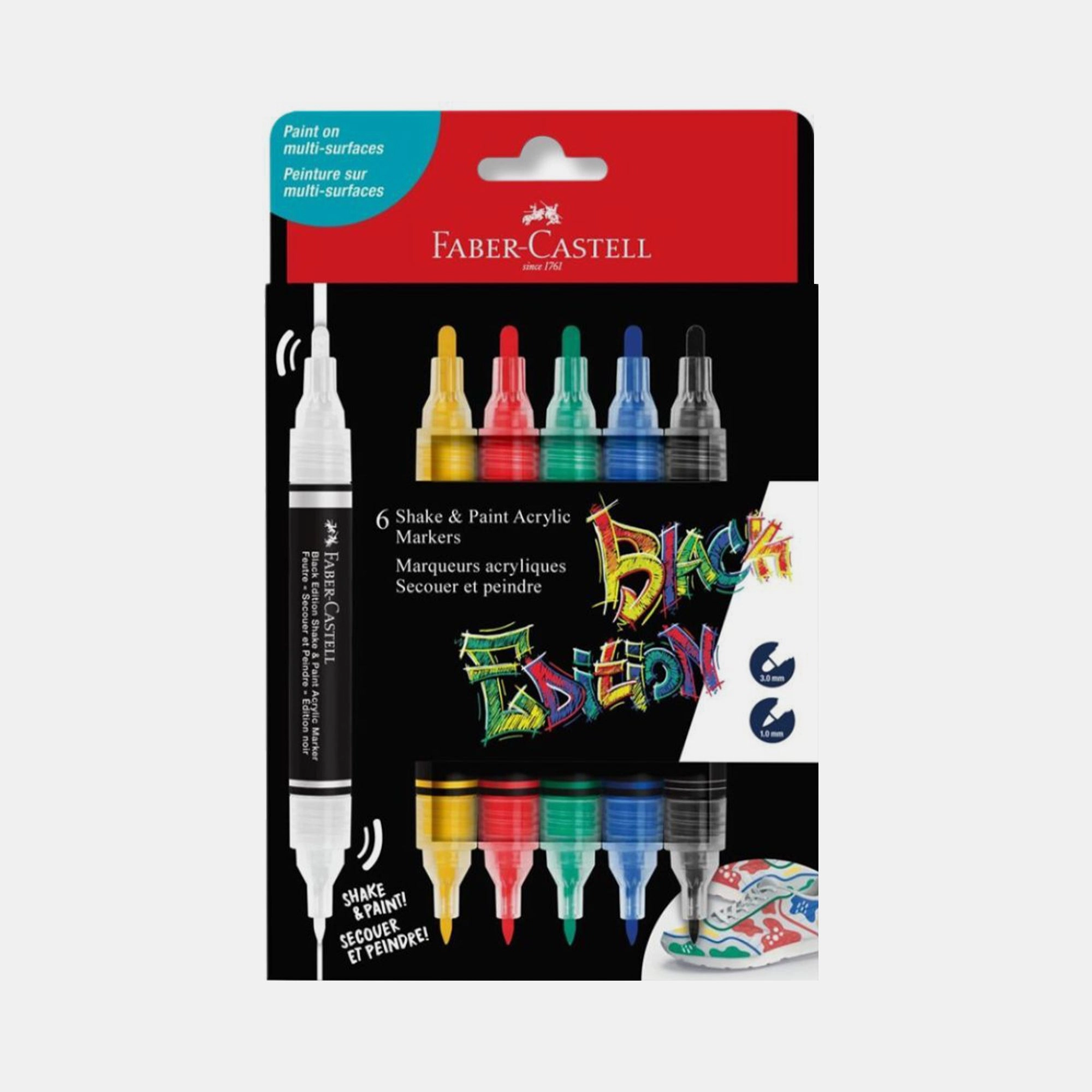 Faber-Castell Black Edition Shake & Paint Markers - Classic Colours 3Mm 1Mm