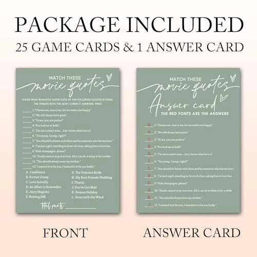 Bridal Shower Games Cards - Adult 25