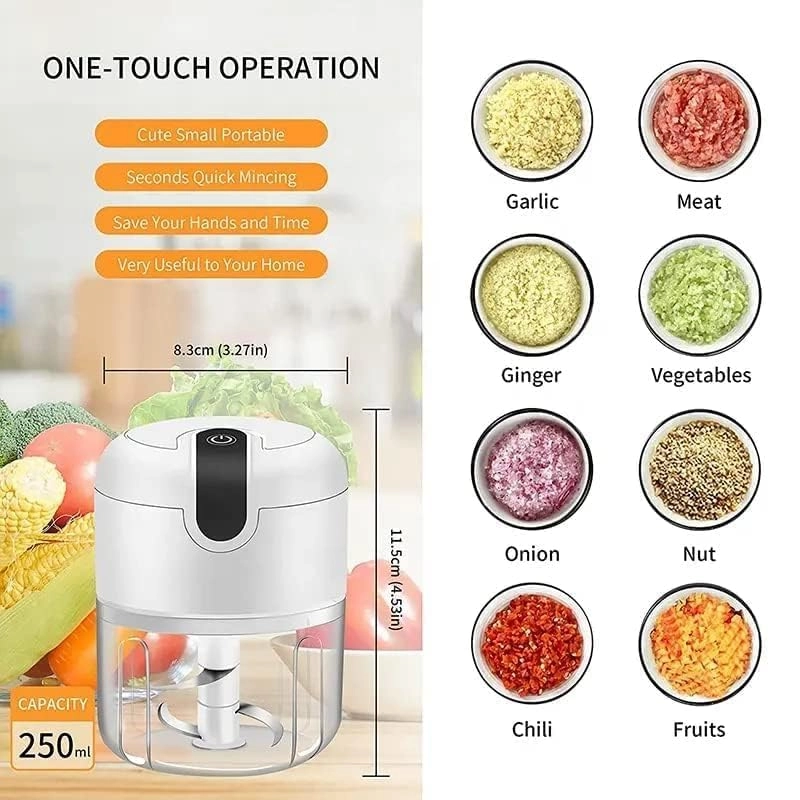 Mini Electric Garlic Chopper - 250ml 37W