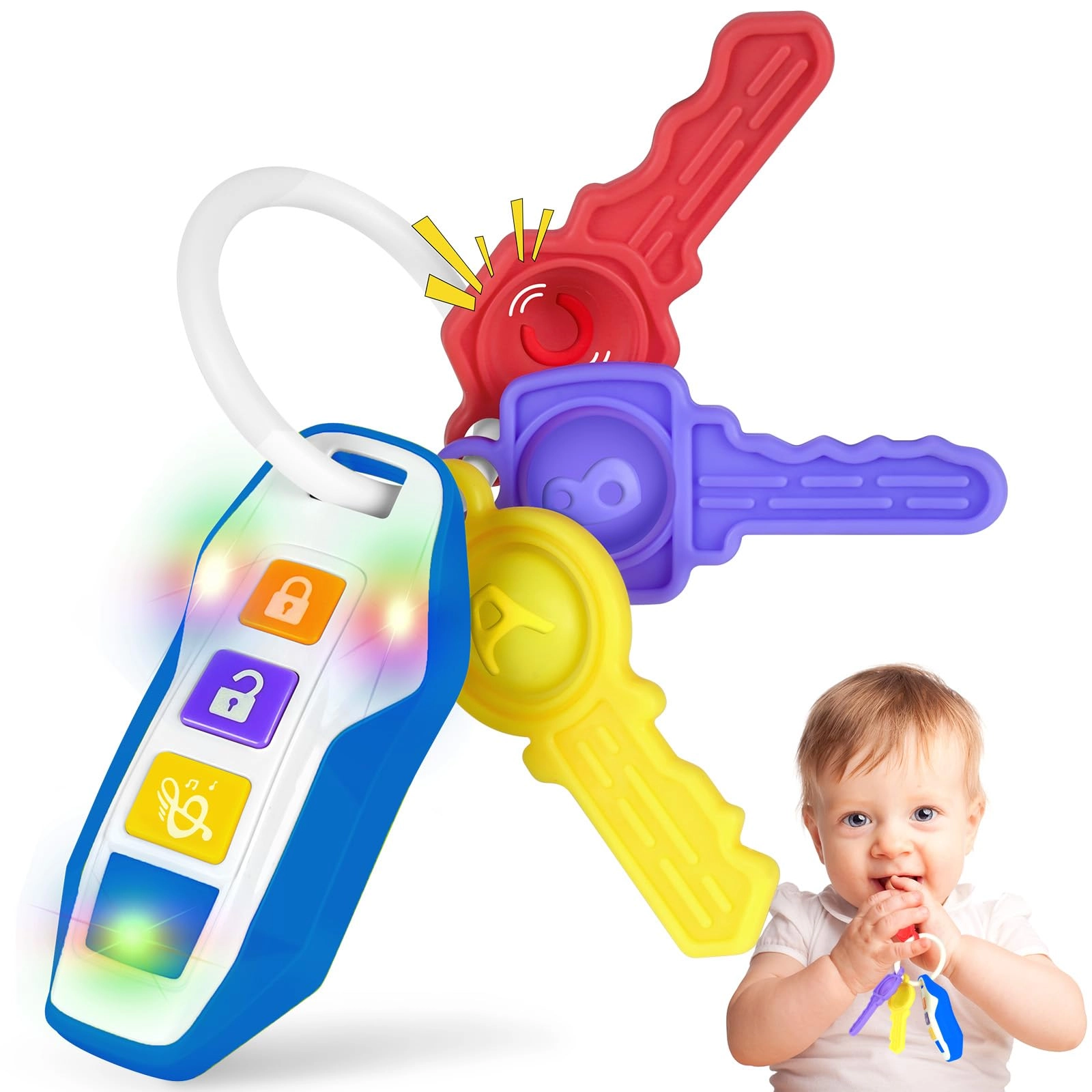 Baby Key Teether - Plastic, Silicone