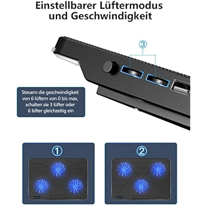 LAPTOP COOLING PAD - 12-17 INCH 6 QUIET FANS