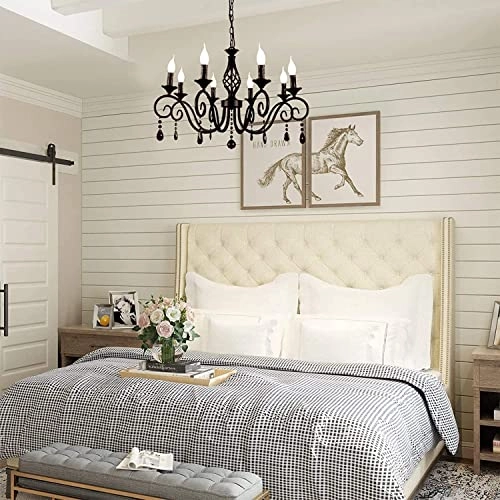 8-Light French Country Crystal Candle Chandelier - 35.4"/90cm