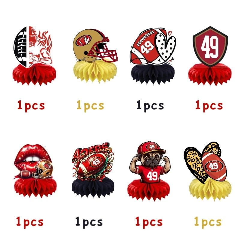 Football Honeycomb Table Centerpiece - 8Pcs Birthday Party