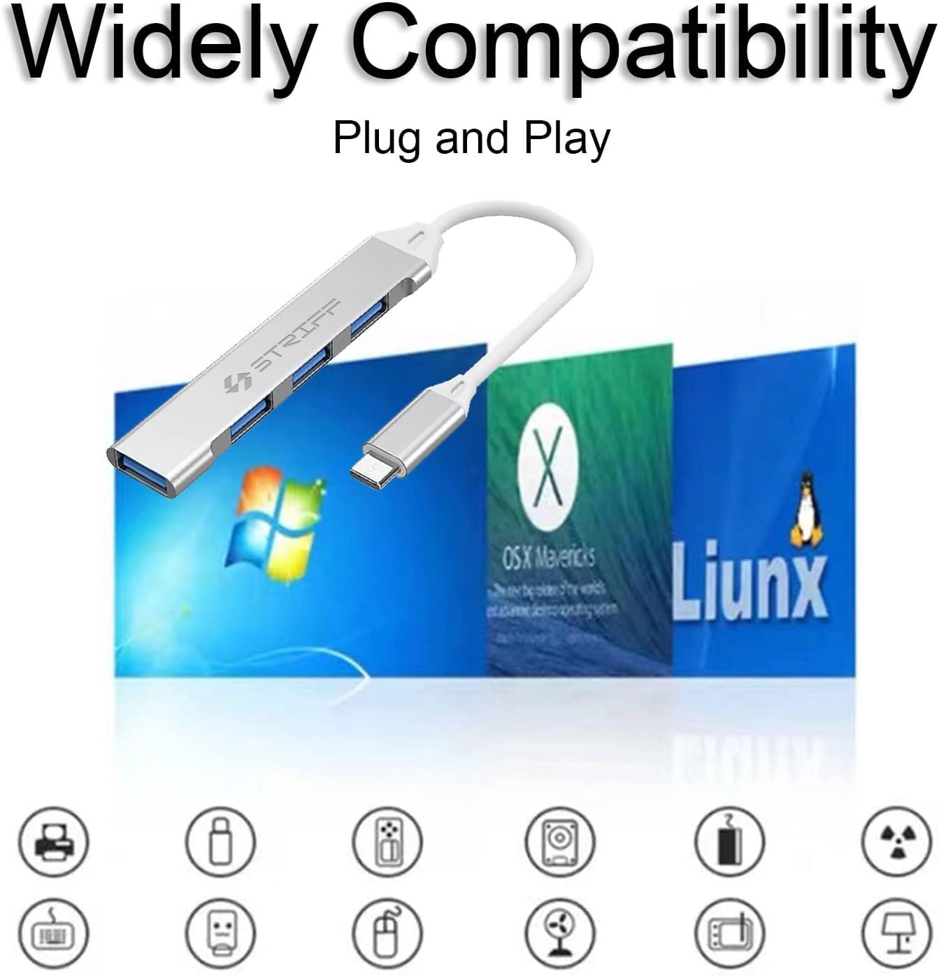 4-in-1 USB Hub - Type-C USB 3.0 4 Ports