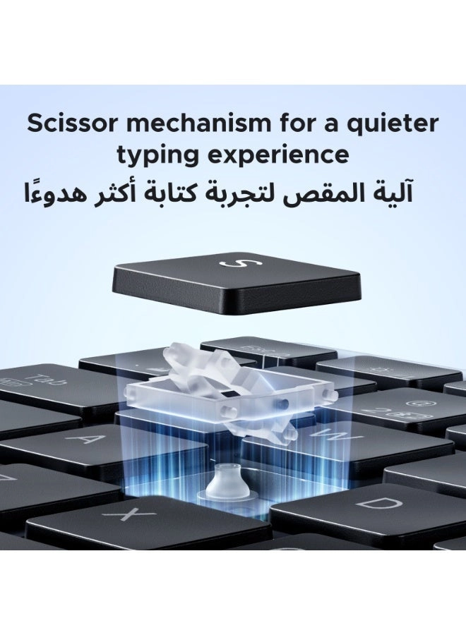 Slim Silent Wireless Keyboard for Mac/iPad/Windows/Android - English