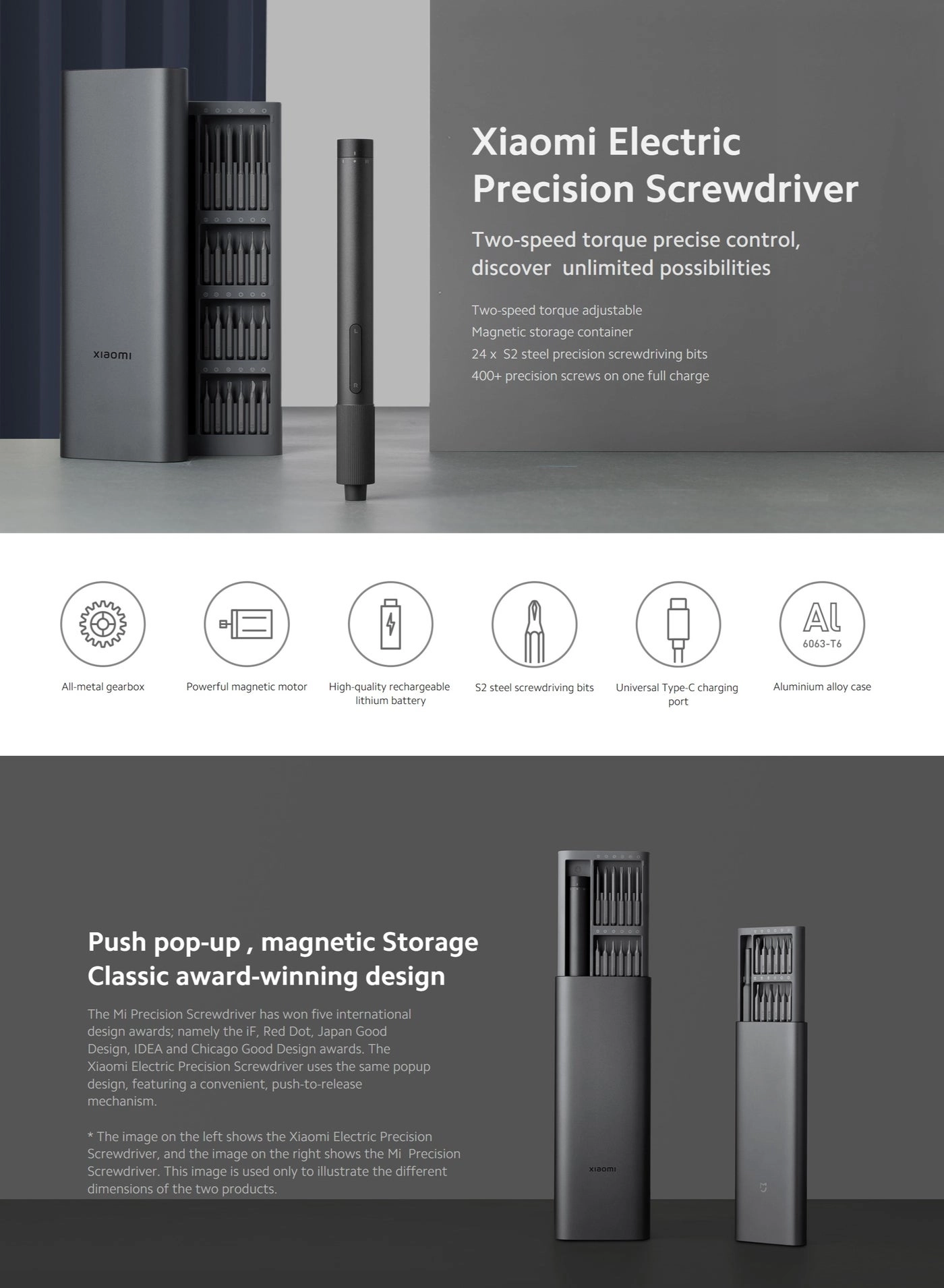 Electric Precision Screwdriver - 24 x S2 bits 170 Rpm
