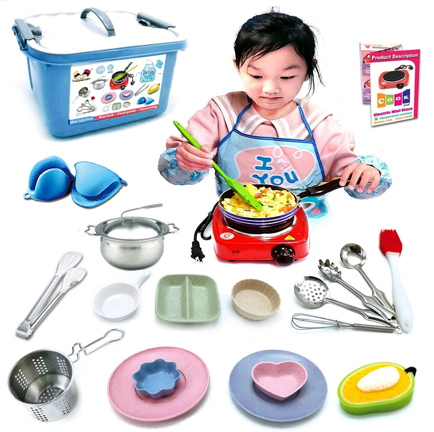 BABYHORSE Montessori Kids Junior Tiny Real Toddler Easy Bake Cook Set - 22 pcs