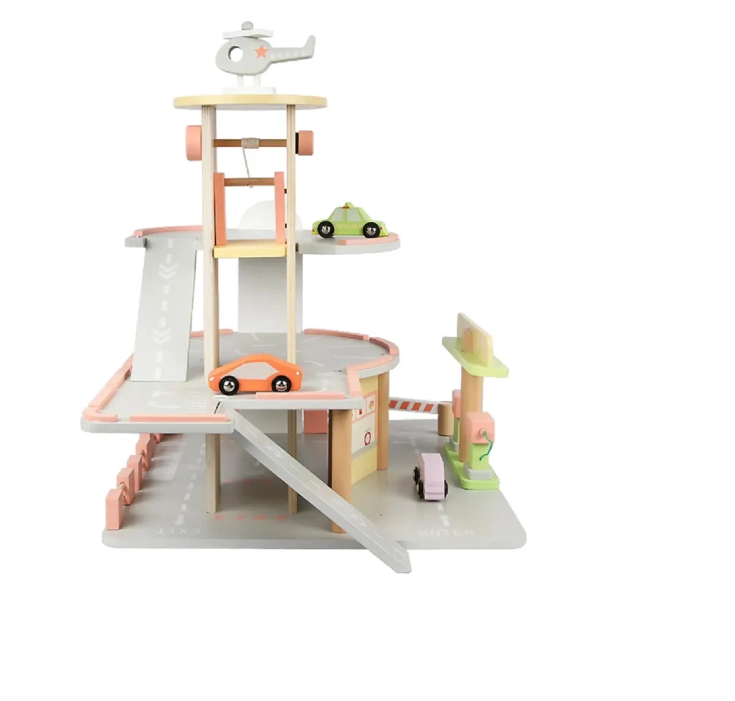 Kids Wooden Parking Lot Play Set - MultiColor Suitable for 3 Years & Above.